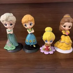 ディズニー Qposket フィギュア エルサ　アナ　ベル　ティンカーベル