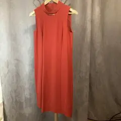 BOSS ノースリーブひざ丈ワンピース オレンジ