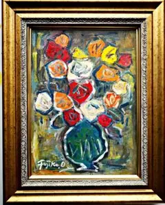 最終値下げ　おすすめ　稲垣久治　作品　バラ　薔薇　油絵 最終値下げおすすめ稲垣久治作品バラ薔薇油絵