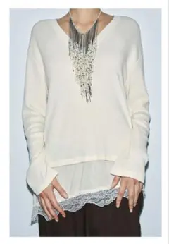 ZARA レース コントラストTシャツ