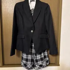 h.n.c. 黒 フォーマル　パンツスーツ チェック柄　卒業式向き　女子