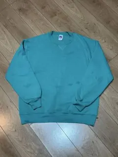 90s USA製 ラッセルアスレチック ソリッド 無地 前V グリーン XL古着