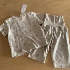 ベビーパジャマ 花柄 新品 미사용 90cm 腹巻き付きズボン 女の子 上下セット
