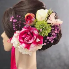 ローズピンク　紫　白✨佐川急便✨髪飾り　成人式　卒業式