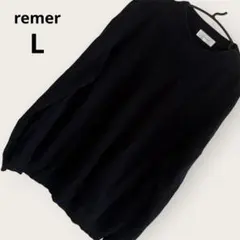 remer オーバーサイズ クルーネックニット メンズ L ブラック 綿100のサムネイル