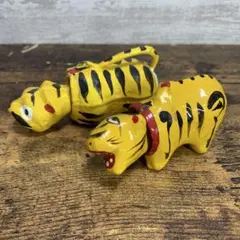 E-5 【昭和レトロ】民芸品 郷土玩具 張子 首振り虎 2点 縁起物 魔除け