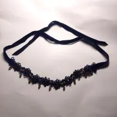 ネイビー ビーズ チョーカー