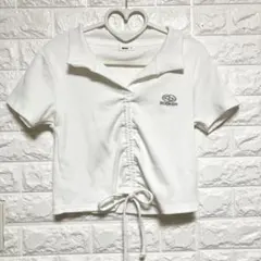ホワイト ポロシャツ 半袖 リブ編み | Mercari
