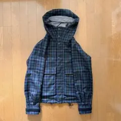 SLAP SHOT ネイビーチェック フード付きマウンテンパーカー