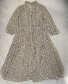 完売品 UNIQLO コラボ シフォンプリーツ ワンピース 花柄 ベージュ L