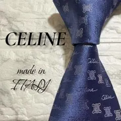 【極美品】CELINE セリーヌ ネクタイ マカダム柄 ロゴ総柄 ネイビーのサムネイル