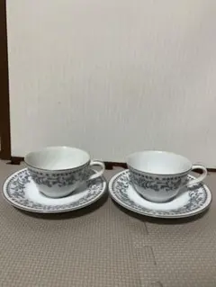 Noritake Blue Waltz ティーカップ・ソーサー 2個セット花柄