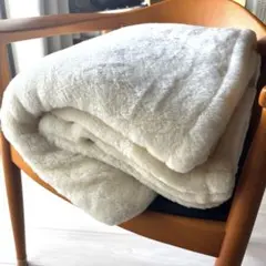 【美品】シングル メリノウール毛布 国産 洗える ホワイト 140x200cm