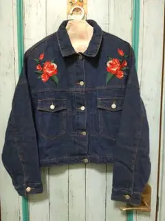 花刺繍デニムジャケット