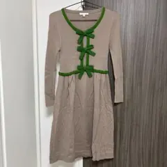リボン付き長袖ワンピース