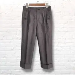 ロールアップ　アンクルスラックス　センタープレス　ヘリンボーン　ウール　ブラウン
