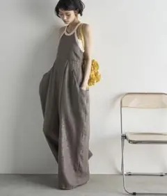 THE YOn リネンライクバイカラーパイピングアメスリオールインワン