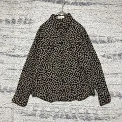 ピーピーリコリノ　L　総柄コーデュロイシャツ　植物柄　前開き　綿100%　長袖