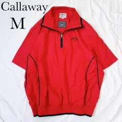 Callaway ハーフジップ 半袖 ウィンドブレーカー ゴルフ ウェア 赤 M