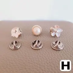 ピンバッジ ピンズ ブローチ フラワー ゴールド 3個セット H