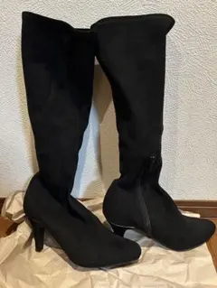 黒 スエード ロングブーツ Lサイズ 中ヒール