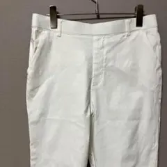 ホワイトストレッチレギンスパンツ(L)シンプルカジュアル　ストレート春夏