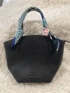 【美品】PALIO パリオ　ハンドバッグ　ブラック　レザー　バンダナ