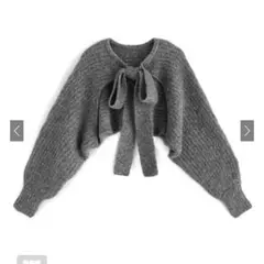 前後2wayビッグリボンクロップド丈ニット