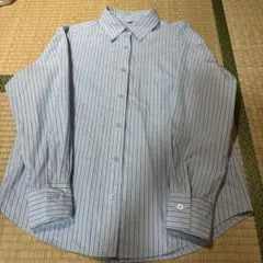 GU 水色 ストライプ 長袖シャツ Sサイズ
