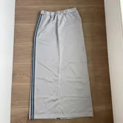 しまむら/新品未使用 グレー ロングスカート ストライプ L