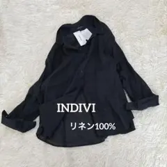 新品タグINDIVI フレンチリネン 麻100% シャツ UV 冷感 洗えるのサムネイル