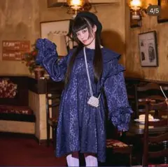 クティールとレトロ　フリル襟ジャガードミニワンピース　フリーサイズ