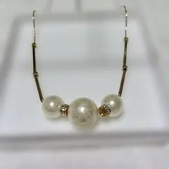 KAZA ブライトパール ロングネックレス ゴールドカラー
