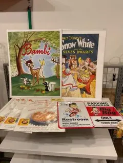 ビッグボーイプレート2個、ディズニーポスター等5点　新品未使用品半額以下セール