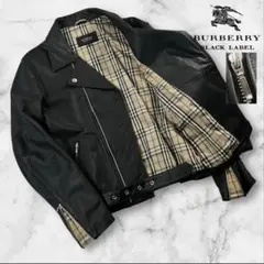 『良品』バーバリー　ブラックレーベル　ダブルライダース　ジャケット　サイズL 中古・古着通販】BURBERRY BLACK LABEL (バーバリーブラックレーベル