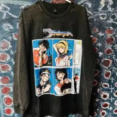 レトロ ロンT カットソー 長袖 ビンテージ加工 新品未使用 グレー ブラック