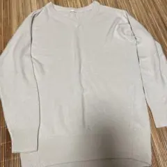 GU アクリル100% Vネックセーター 長袖ライトグレー