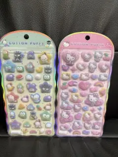 はぴだんぶい＆ヒョウ柄キティ　コットンパフィーシール♡