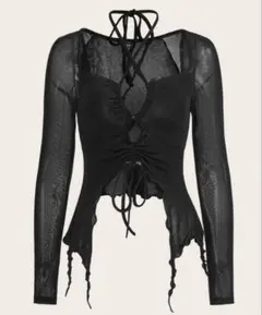 shein 黒 ブラック トップス レディース 衣装