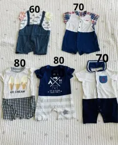 ベビー夏用カバーオール5点セット　夏用60、70、80のサムネイル