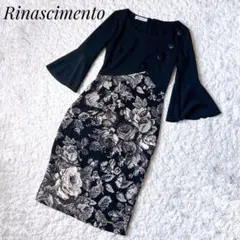 65487 イタリア製　RINASCIMENTO ワンピース　紺Ｘ花柄　Ｓ 65487 イタリア製RINASCIMENTO ワンピース紺X花柄S