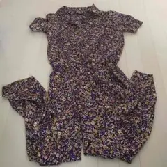 値下げ！ W♡C  花柄シャツコンビネゾン オールインワンのサムネイル