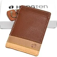 新品 本革 HANGTEN パスケース ハンテン 牛革 定期入れ ブラウン 茶色