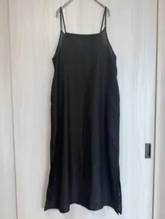 JEANASIS キャミワンピース 黒 ロング マキシ丈 レイヤード　ポケット