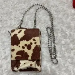 牛柄フェイクファー スマホショルダーバッグ