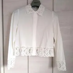 【春コーデ】ZARA ホワイトレースシャツ XS