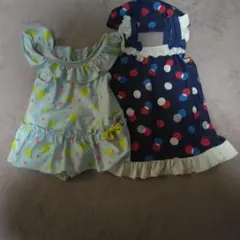 女の子用水玉ワンピース水着 サクランボ柄　2枚セット 　90から100