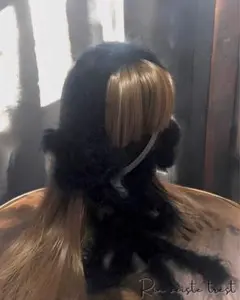 星型　イヤーマフ　ブラック　耳あて　ハンドメイド　編み物　ふわふわ　防寒　韓国