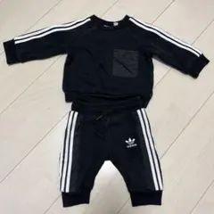 adidas ブラック ストライプ セットアップ 70センチ