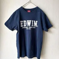 EDWIN SMILE Tシャツ ネイビー ロゴ入り半袖 カットソー レディースのサムネイル